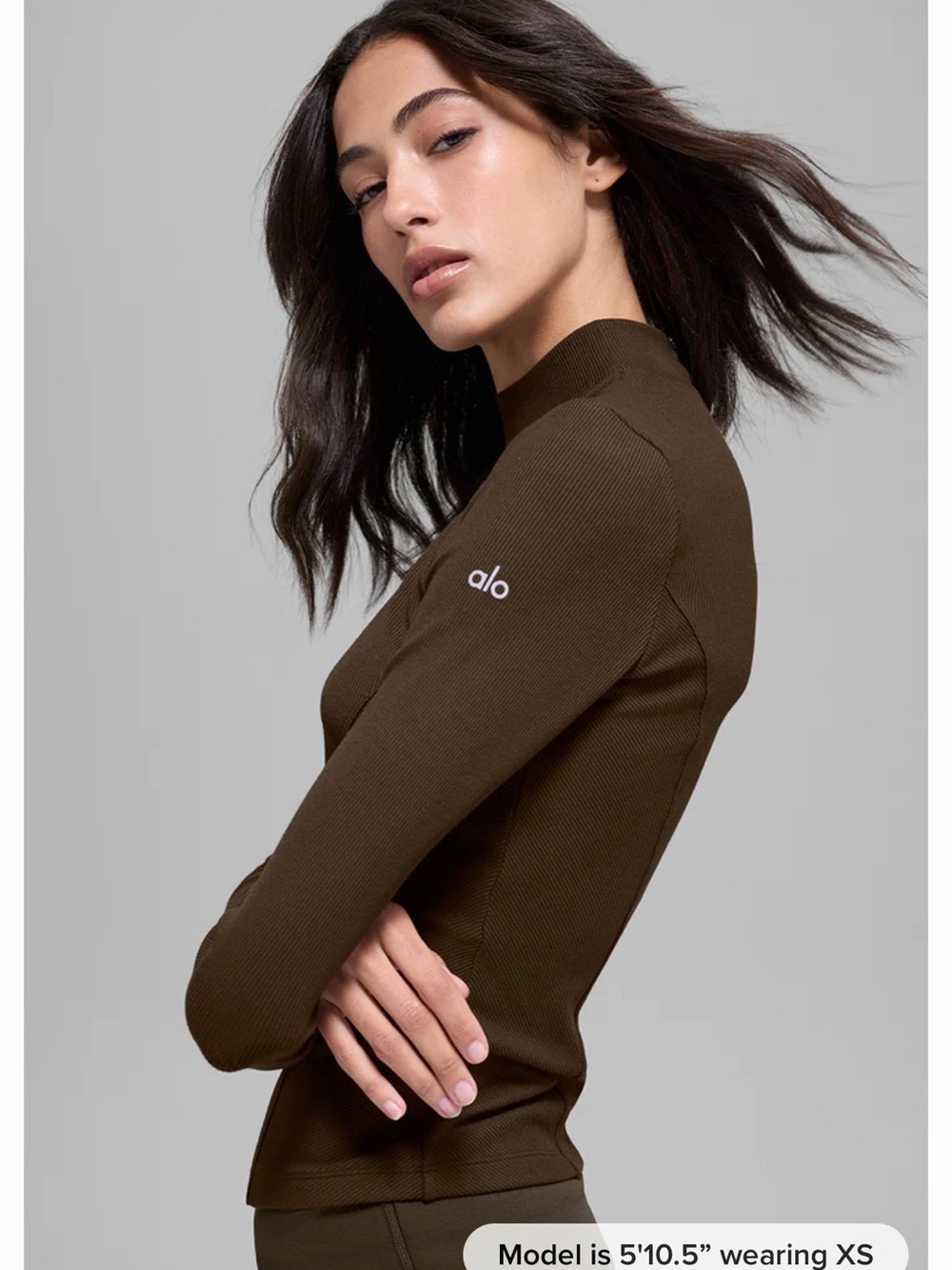 Alo Ribbed Mesmerize Mock Neck Long Sleeve
